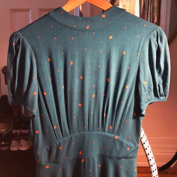 Free People Abbie Printed Green Mini Dress * NWT * - Picture 7 of 8